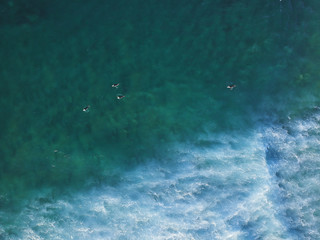 Aerial view from surfers. Drone photo. Surf Spot