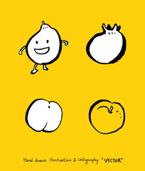 Obraz premium 농산물 일러스트 / 손으로 그린 과일과 채소 그림