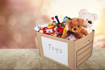 Box Full of Toys and Bears