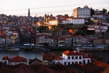 Douro river and Ribeira from Vila Nova de Gaia, Porto, Portugal.