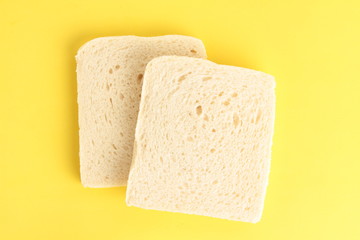 bread without rind in colorful background..