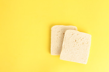 bread without rind in colorful background..