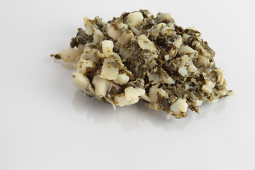 delicious chard with potato on white background