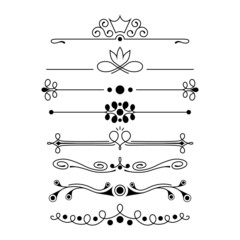 Vector set of calligraphic and  graphic design elements (text divider, pattern, monogram, curlicues, flower) for page decoration, Greeting Cards (wedding, Valentine's day, birthday, holidays)