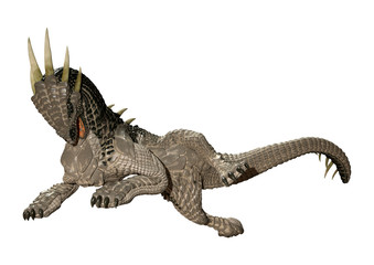 3D Rendering Fairy Tale Dragon on White