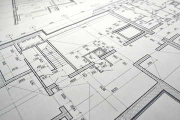 Photo of the drawing plan of the projected building