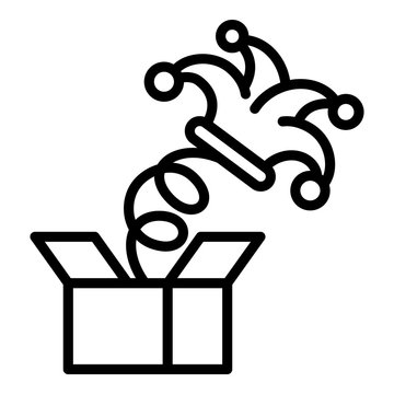 recommend clip art: Spring box jester hat icon. Outline spring box jester hat vector icon for web design isolated on white background