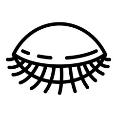 Closed eye icon. Outline closed eye vector icon for web design isolated on white background