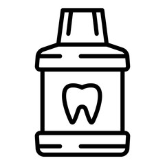 Tooth liquid bottle icon. Outline tooth liquid bottle vector icon for web design isolated on white background