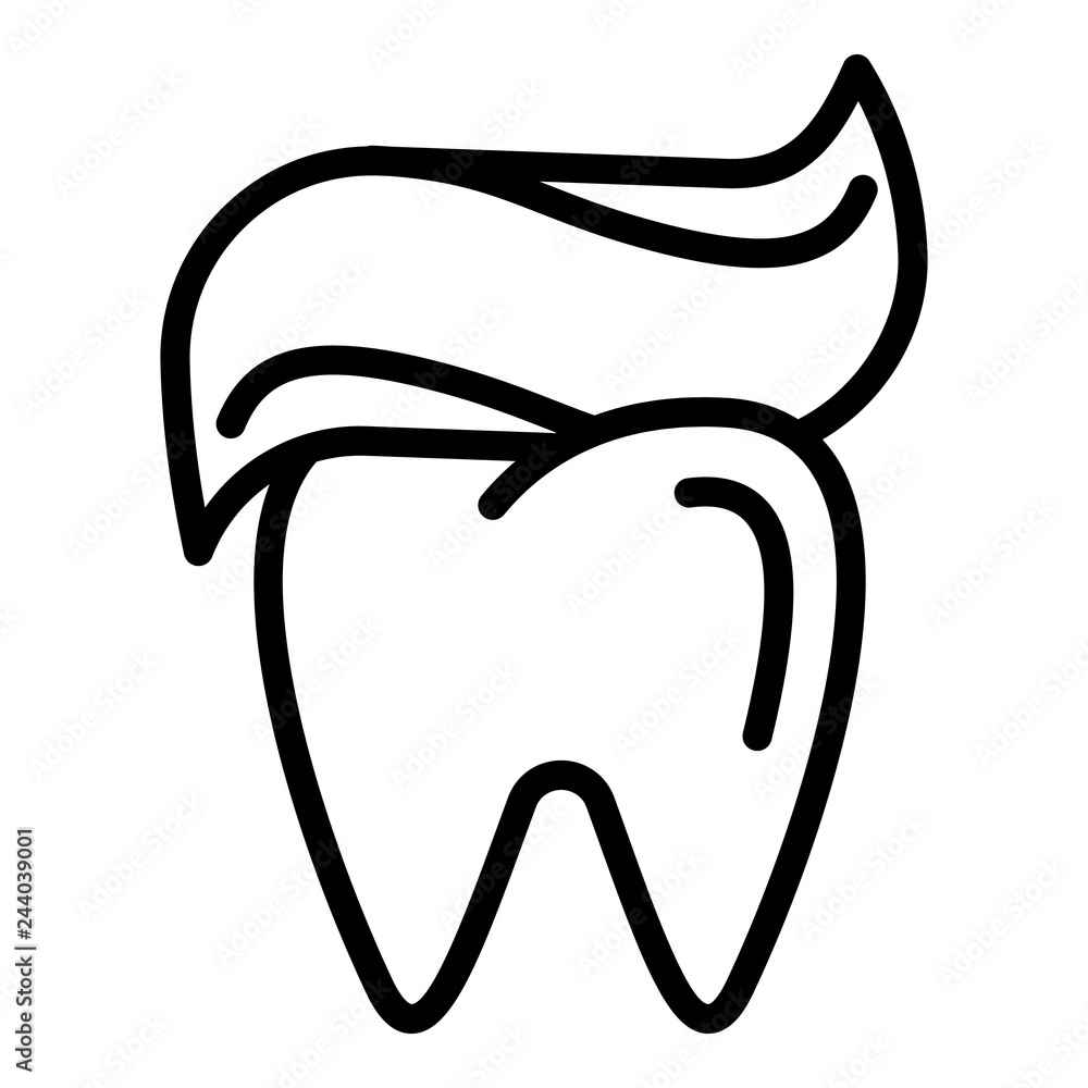 Poster toothpaste on tooth icon. outline toothpaste on tooth vector icon for web design isolated on white b