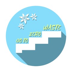 Go to Zero Waste life design. Long shadow style. Motivational phrase