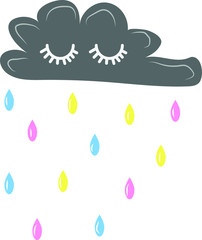 Gray cloud rain on white background vector illustration flat desing