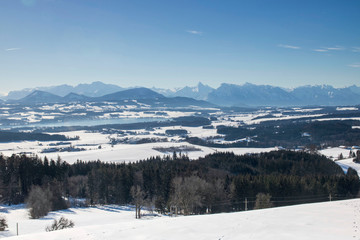 Fototapeta na wymiar Panorama of Snow Mountain Range Landscape