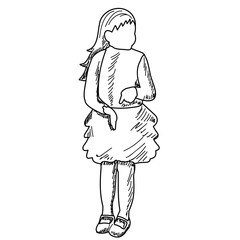 sketch, lines, child, girl