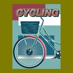 Cycling, Bicycle, Fun bike poster green background motivation - Vector