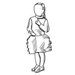sketch, child, girl dancing