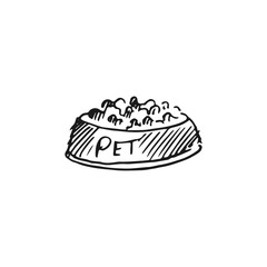 pet food bowl vector doodle sketch isolated on white background