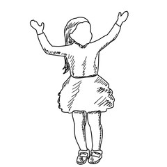 sketch, child, girl dancing