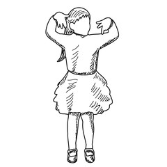 lines, sketch, child, girl dancing