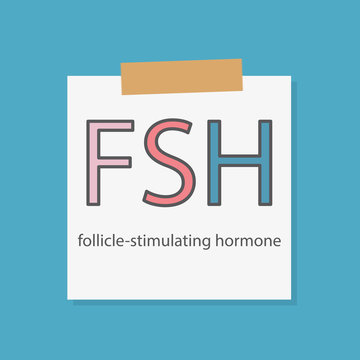 FSH Follicle-stimulating hormone written on a notebook paper- vector illustration