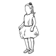 vector, on a white background, sketch, lines, sketch, child, girl dancing