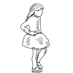 vector, on white background, sketch, simple lines baby, girl