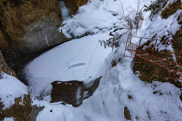 winter landscape on the mountain in Valley of Stan. Romania