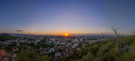 Sunset over Plovdiv city, european capital of culture 2019, Bulgaria