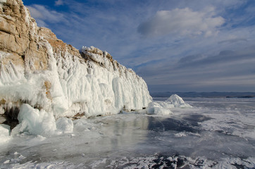 Island icebound Lake Baikal