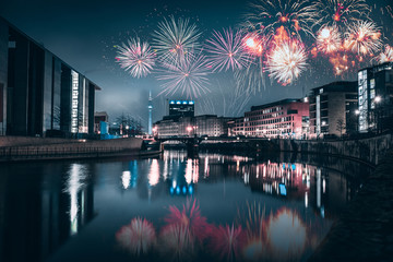 Tv tower fireworks on new year's eve in berlin © Vitaly