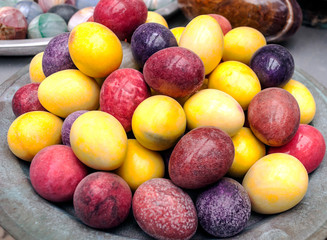 Colored eggs forming a background