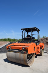 New Road Construction in Suburban New Housing Development Builders Vehicles Heavy Equipment Machinery