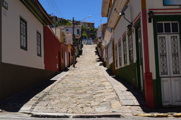 colorful narrow street in old town
