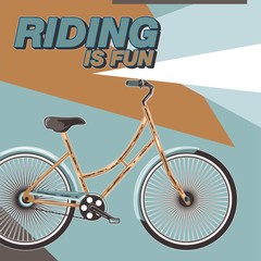 Biking race vintage poster. Biking illustration, cyclist vector retro poster. Layer. - Vector