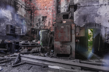 Fototapeta na wymiar rostiger ofen in einer fabrik