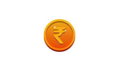 Gold Coin with Rupee Symbol