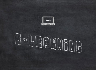 E-learning word handwritten with chalk