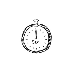 stopwatch vector doodle sketch isolated on white background