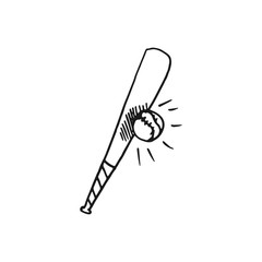 baseball bat and ball vector doodle sketch isolated on white background
