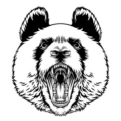 Angry Roaring Panda Head Vector Mascot Character Emblem, grins