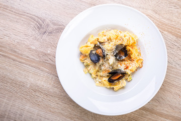 delicious pasta with mussels