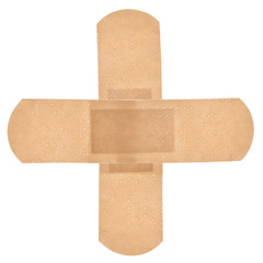 two crossed medical prlaster isolate on white background with clipping path