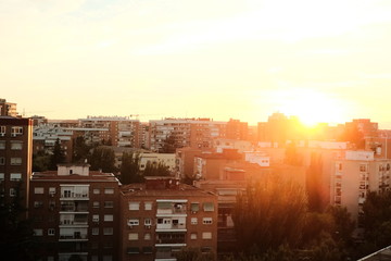 sunset in the city