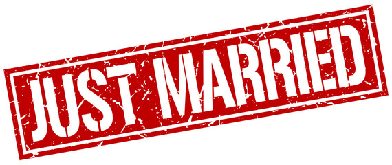 just married square grunge stamp