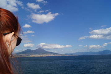 Fototapeta na wymiar the coast of Naples on the background of the volcano Vesuvius, 