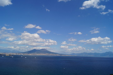 the coast of Naples on the background of the volcano Vesuvius, 