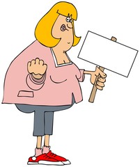 Angry white woman protester