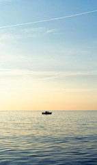 boat at sunset