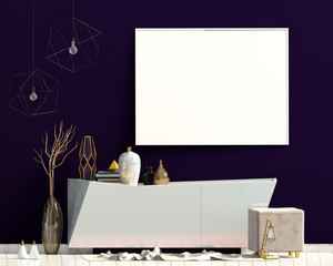 Iinterior design in contemporary style. Mock up poster. 3D illustration.