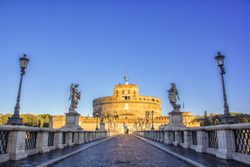 Naklejka premium Castel Sant'Angelo i most, Rzym, Włochy